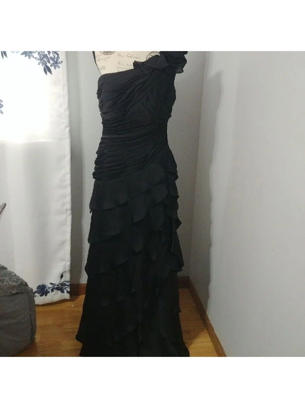 NWT Jade black one shoulder chiffon special occasion 10